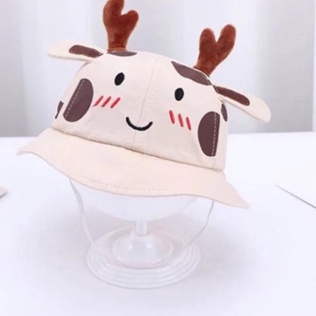 Mũ chống nắng hoạ tiết chú hươu mẫu mới đáng yêu cho bé từ 0-2 tuổi