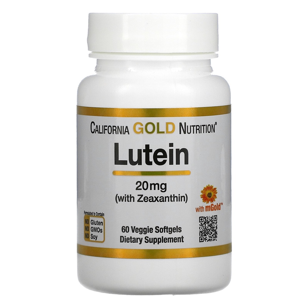 [Chính hãng] Viên Uống Sáng Mắt Lutein bổ sung Zeaxanthin, California Gold Nutrition, 20mg, 60 Viên