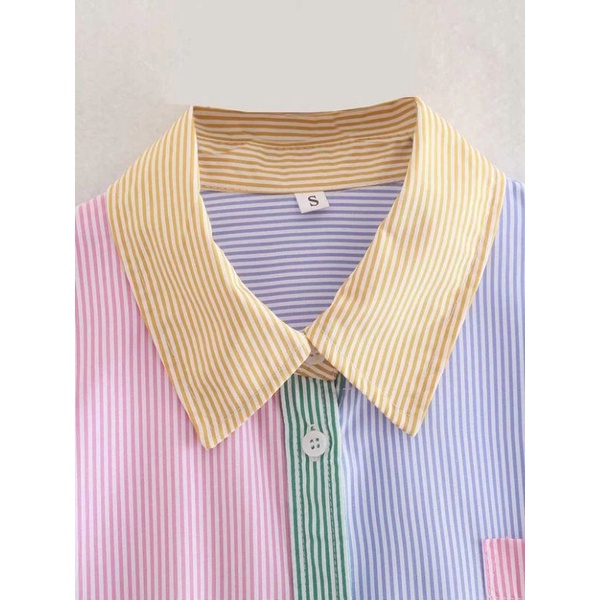 SET SƠ MI SỌC KÈM SHORT NGẮN VẢI PHỐI MÀU HÀNG XUẤT XỊN ZR 2021