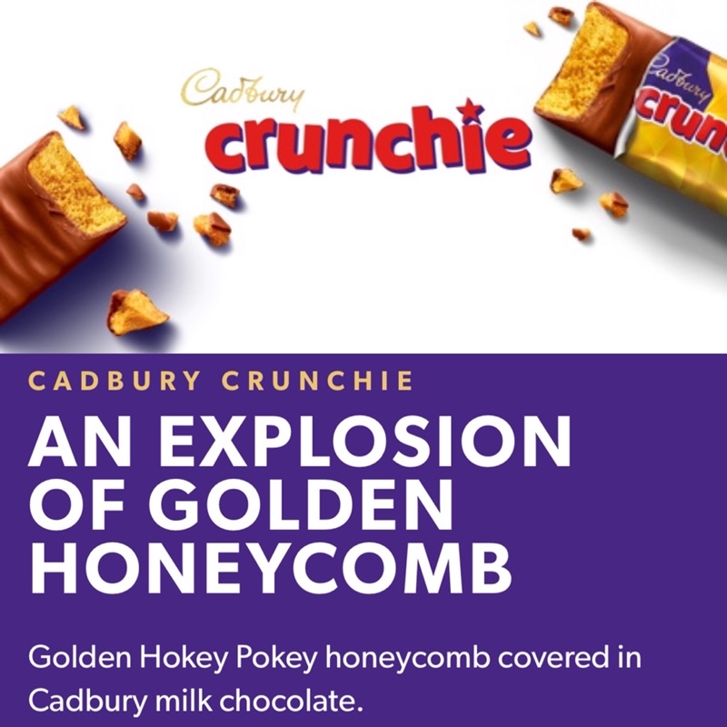 Chocolate nhân kẹo bơ tổ ong giòn CADBURY Crunchie túi 12 thanh 180g - nhập Úc 🇦🇺