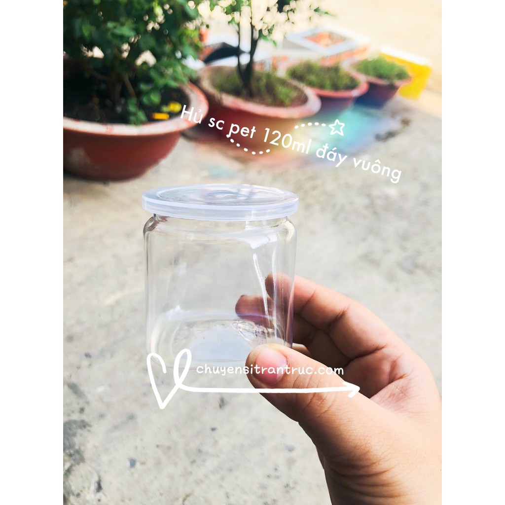 Combo 10/20/40/50 Hủ Nhựa Sữa Chua Đáy Vuông Trong Suốt 120ml KÈM nắp