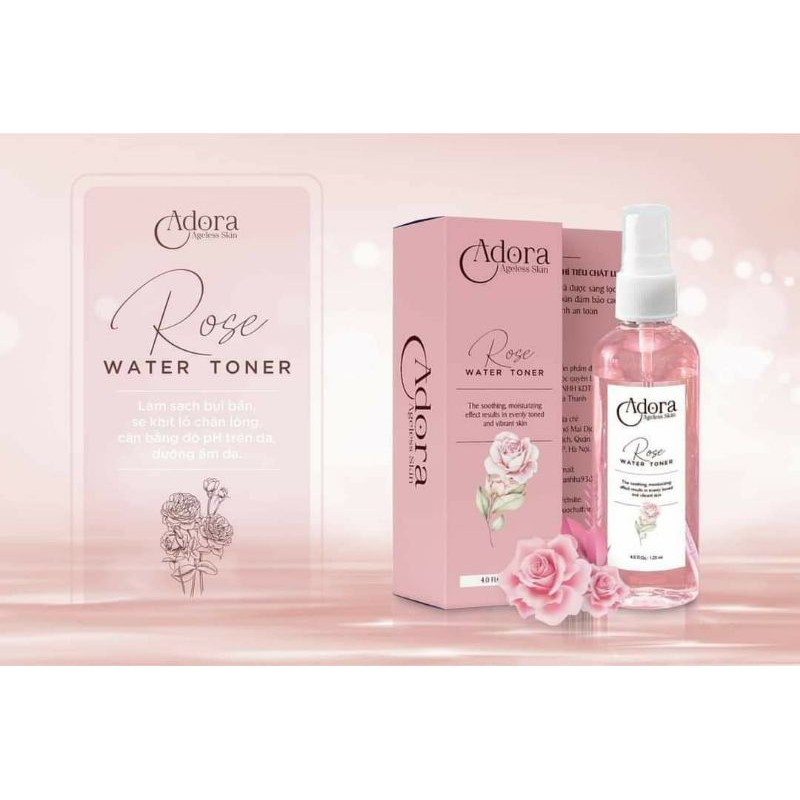 Nước hoa hồng Adora - Làm sạch, cân bằng độ PH, dưỡng ẩm da