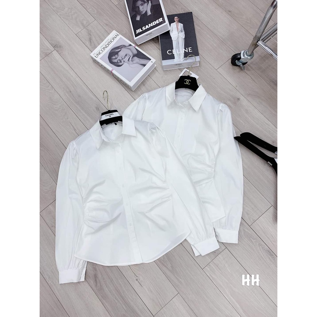 [ảnh thật-sẵn] Sơ mi trắng mẫu mới rúm eo