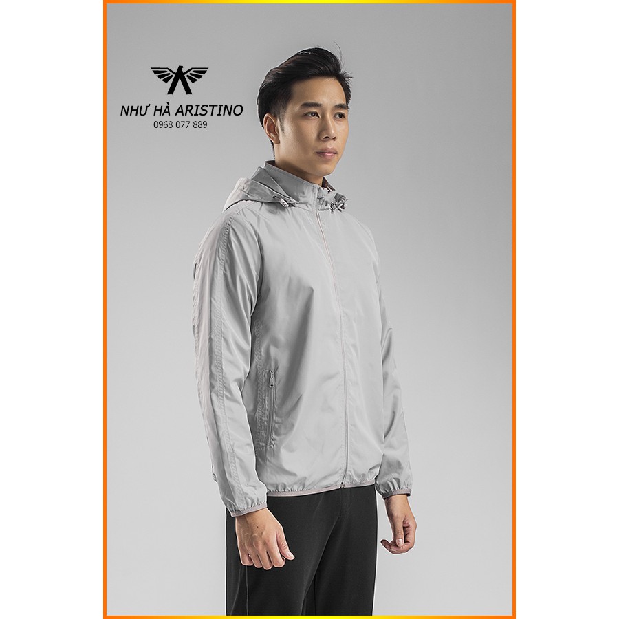 Áo Khoác Gió Mũ Tháo Rời Kwin KJK001w8 Màu Xám Regular Có M/L/XL/XXL