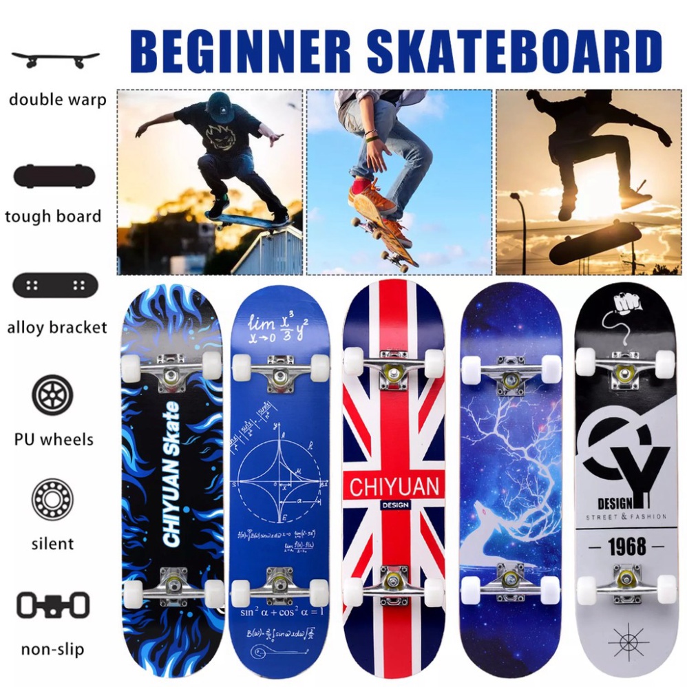 Ván Trượt Thể Thao Skateboard Có Đèn Led Phát Sáng - Ván Trượt Người Lớn Mặt Nhám Cao Cấp Chất Liệu Gỗ Phong Ép 7 Lớp