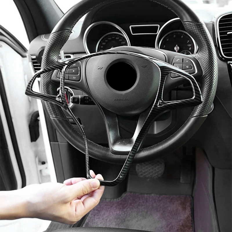 Viền Bọc Bảng Điều Khiển Vô Lăng Xe Hơi Bằng Sợi Carbon Cho Mercedes Benz W213 W205 X253 C E GLC 2014-2017