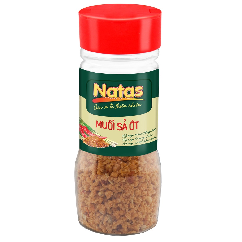 Combo gia vị ướp nướng mọi Natas: Muối sả ớt hũ 60g + Bột gừng hũ 40g + Bột tỏi hũ 65g