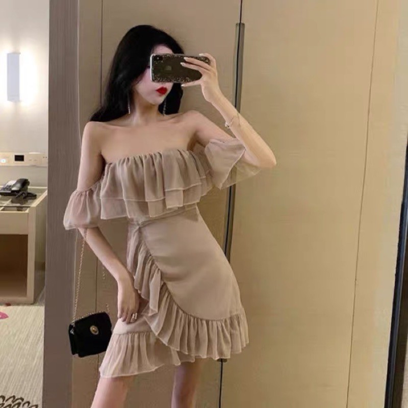 [SẴN] Váy trễ vai voan nhũ (ảnh thật + video) | BigBuy360 - bigbuy360.vn