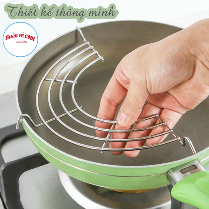 Vỉ gác chảo chiên, rán dầu mỡ bằng inox tiện dụng – Buôn rẻ 00438