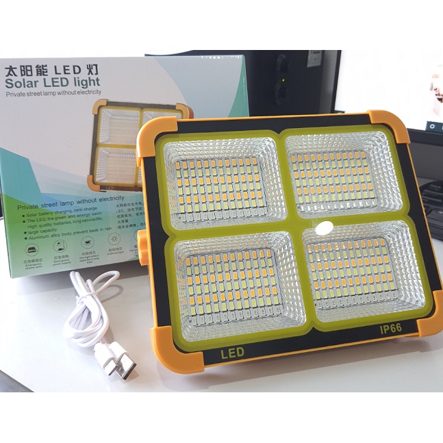 Đèn tích điện 300W siêu sáng sử dụng năng lượng mặt trời hoặc sạc điện đèn xách tay đa năng chống nước