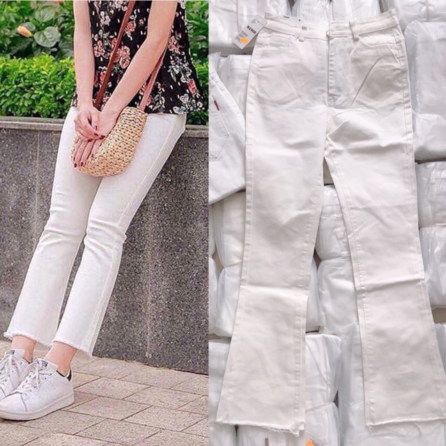 [ Mã FAGREEN55 giảm 10% tối đa 30K đơn 99K] Quần ống loe trắng đen - hình thật