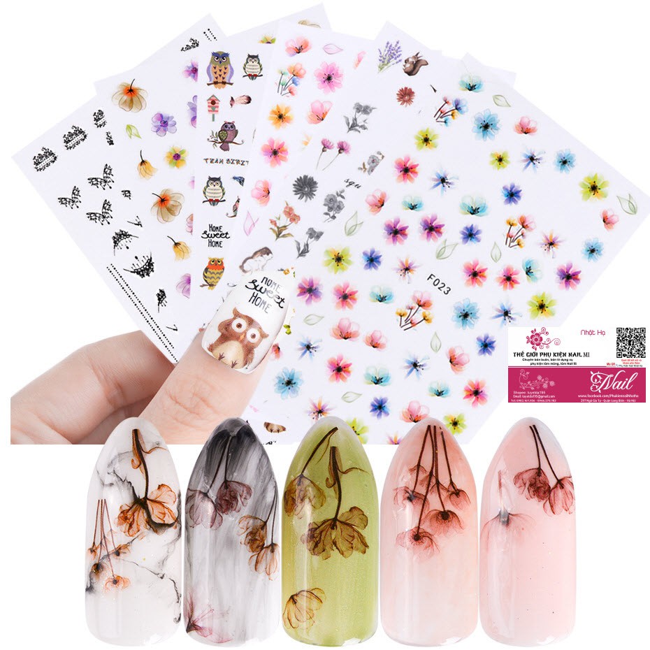 Nail Sticker Hoa Lá Cành Mẫu Mới 2020