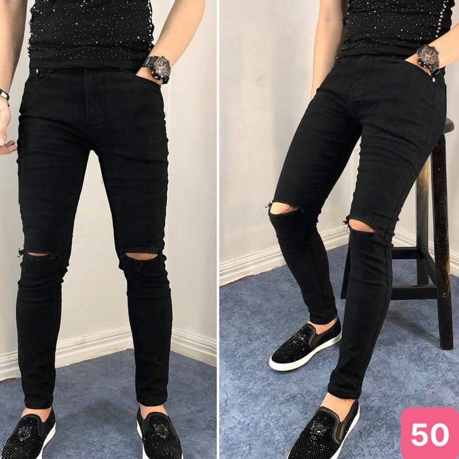 Quần jean nam đen trơn không rách gối chất bò cao cấp co dãn 4 chiều cực đẹp KÈM NHIỀU MẪU MỚI