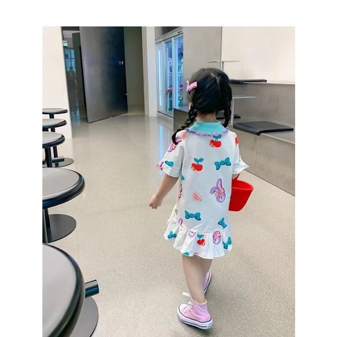 Đầm Mùa Hè Tay Cộc Có Cổ Công Chúa Hợp Thời Trang Cho Bé Gái 5 Tuổi
