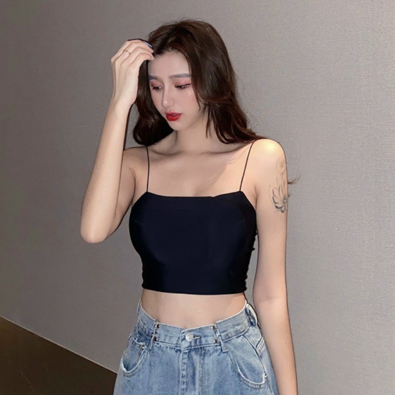 Áo hai dây tăm, áo 2 dây thun croptop ôm sợi bún 2day23