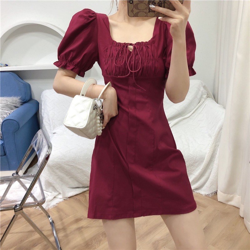 [ ODER ] Váy chữ A cổ vuông nhúng ngực | BigBuy360 - bigbuy360.vn