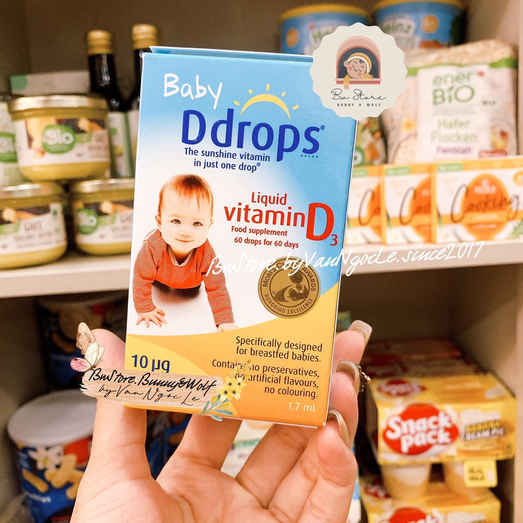 [Hàng Air - Cam kết chính hãng] Baby Ddrops Vitamin D3 400 IU Mỹ dạng giọt 60drops /90 drops - cho bé từ sơ sinh
