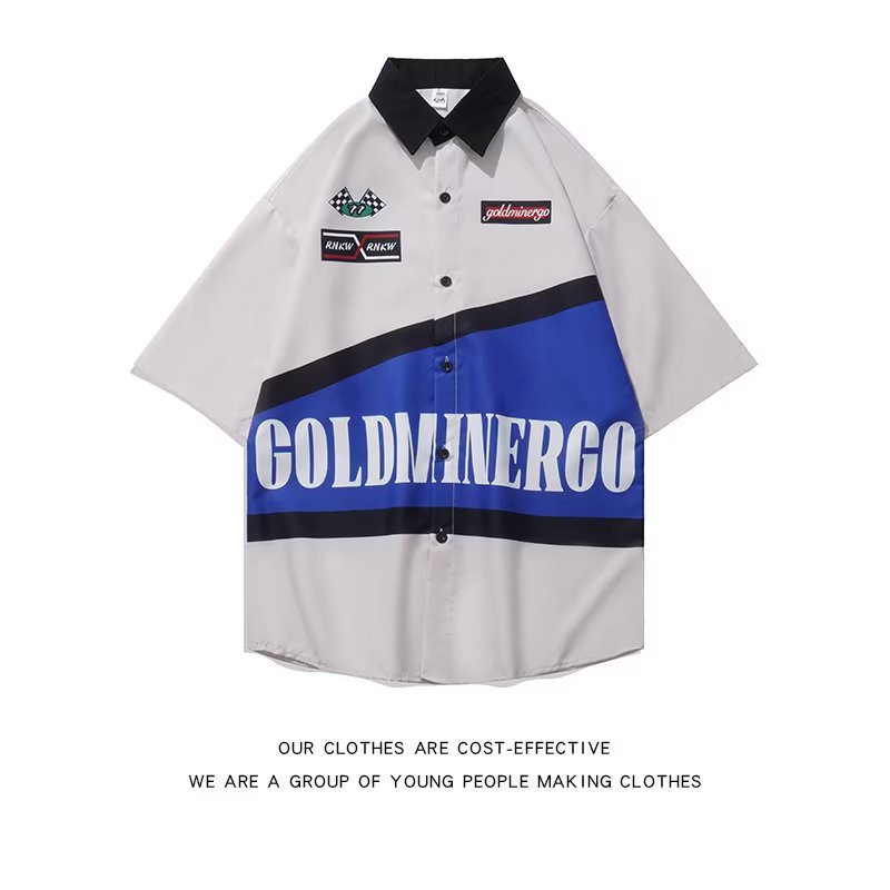 Áo Sơ Mi Ngắn Tay Dáng Rộng Phối Màu Phong Cách retro Mỹ 2022 Cho Nam