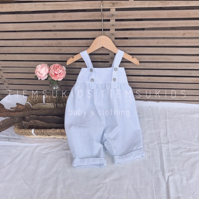 Sale dọn kho - Yếm quần nhún eo kẻ sọc cho bé trai bé gái