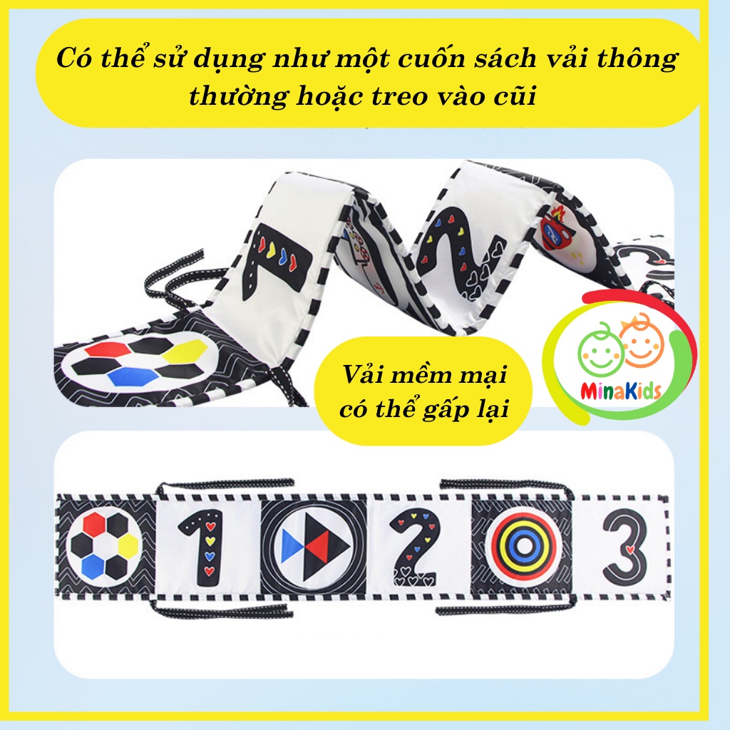 Sách Vải Kiêm Quây Cũi Kích Thích Thị Giác Đen Trắng Và Màu Sắc Đồ Chơi Giáo Dục Sớm Cho Bé Sơ Sinh SV60