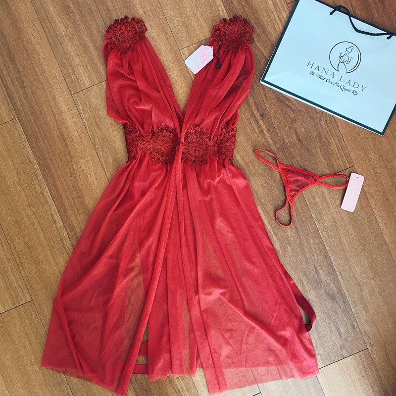 Váy ngủ sexy đầm mặc nhà xẻ tà xuyên thấu siêu mỏng quyến rũ gợi cảm VN396 | BigBuy360 - bigbuy360.vn