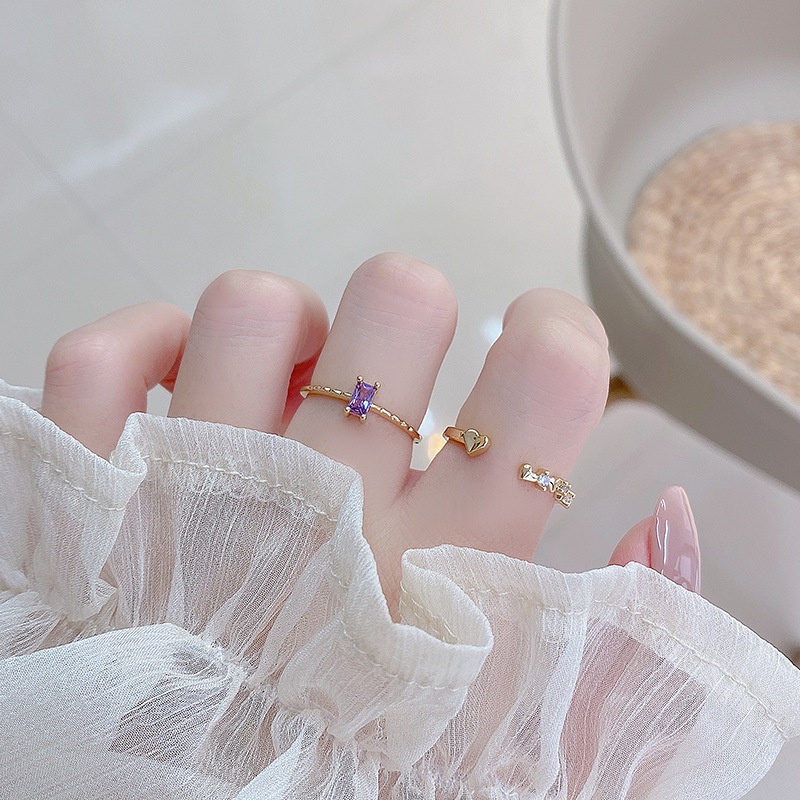 Nhẫn Hở Đính Đá Tím Tím Nhỏ Xinh Xắn