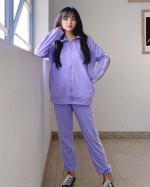 Set The Thao Line Quần Ống Bo Dây Rút Kèm Ảnh Thật