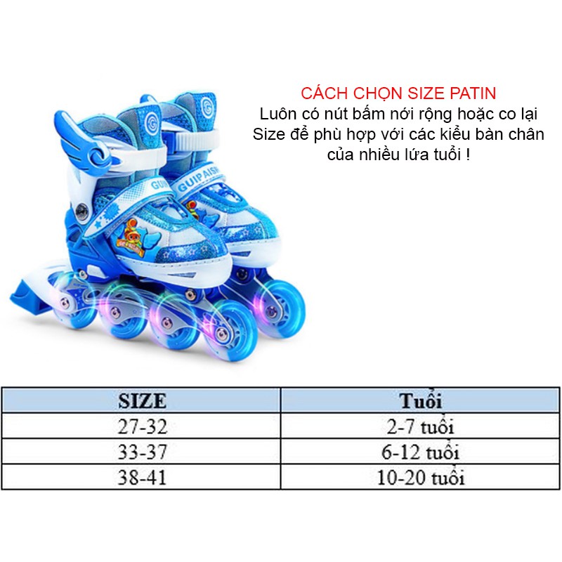 Giày Patin siêu xịn Gupaisy Bản Male Bánh phát sáng + Bộ bảo vệ tay chân + Túi + Mũ (Giày Trượt Patanh cao cấp)