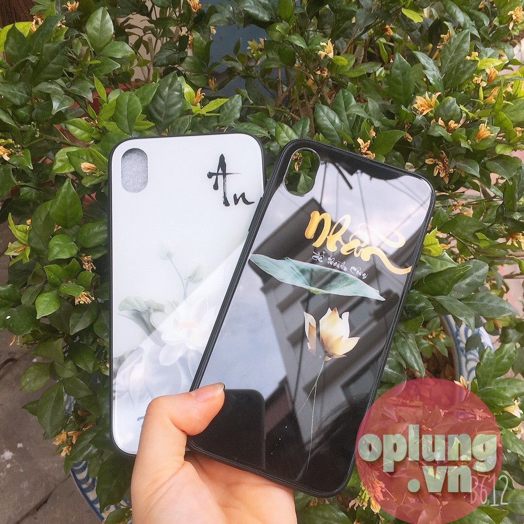 Ốp lưng iPhone kính cường lực chống bẩn - ốp chữ An - Nhẫn iPhone 6 7 8 x xsmax 11 pro max 13promax 13pro 12 promax k217