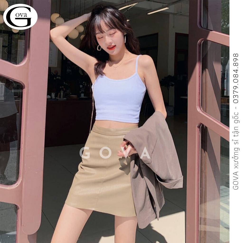 Áo Croptop HAI DÂY MẢNH Thun Borip Kiểu Sexy Nữ, Áo Thun Ôm Body Đẹp GOVA