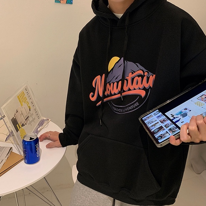 ZHELIHANGFEI Áo Hoodie Dài Tay Dáng Rộng In Họa Tiết Cá Tính Trẻ Trung