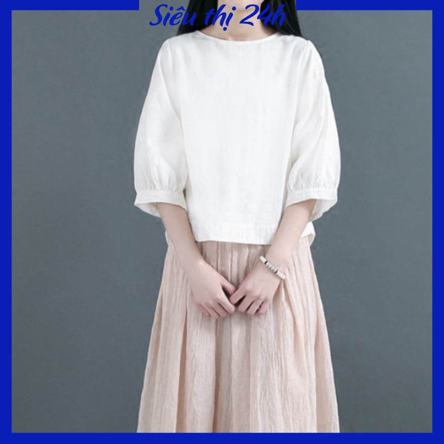 Áo đũi nữ, áo kiểu nữ bigsize, chất liệu Đũi tơ mềm mát, form vừa xinh Siêu thị 24 giờ AKH.46 | BigBuy360 - bigbuy360.vn