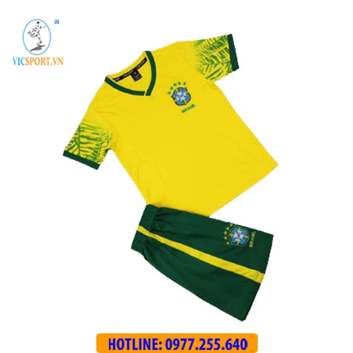 Áo bóng đá trẻ em Brasil, áo đá banh cho bé Đội Tuyển Brazil 22-23 thun lạnh HP - Vicsport