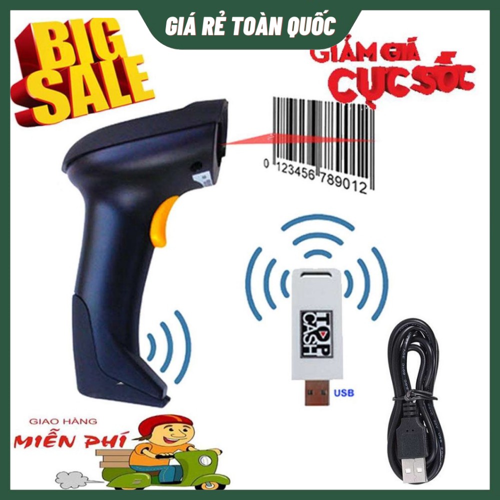 Máy Quét Mã Vạch Không Dây 2D, Máy Bắn Mã Vạch, Đầu Đọc Mã Vạch, Đọc Được Tất Cả Các Mã( BH 12 Tháng)