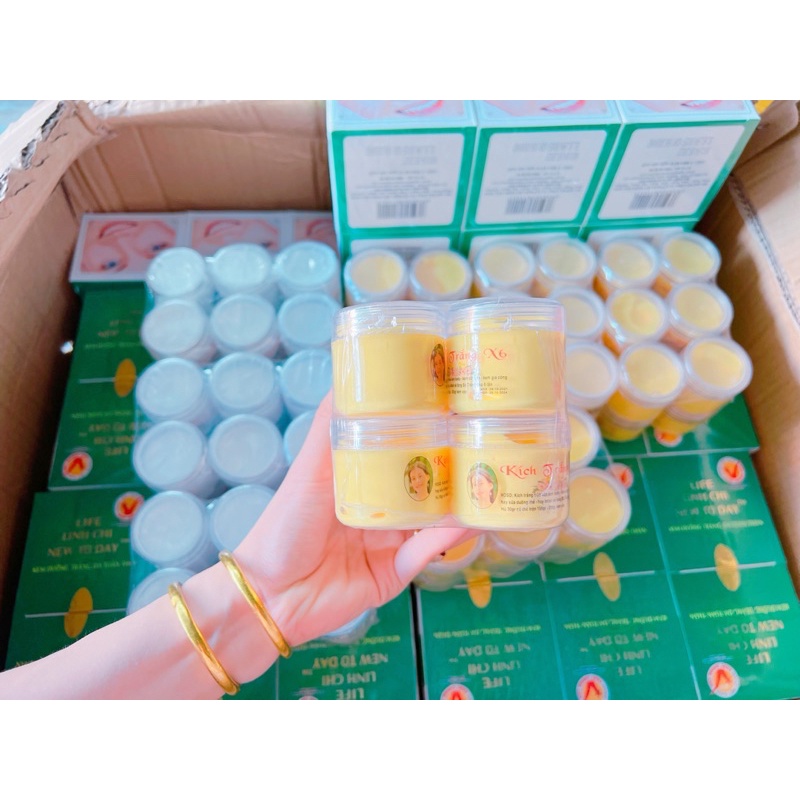 lẻ hộp kem kích trắng X6 hà anh màu vàng 30g