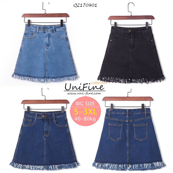 Chân váy jean nữ tua rua có big size cho người hơn 60kg - QZ170901 | BigBuy360 - bigbuy360.vn