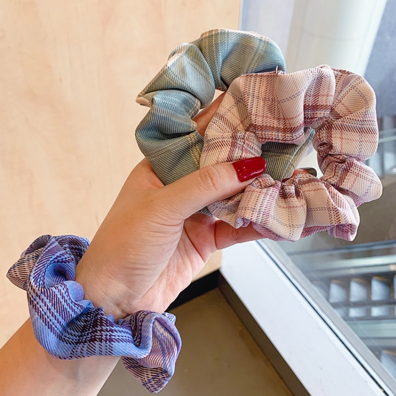 Dây Buộc Tóc Kẻ Sọc Caro Xinh Xắn Phong Cách Hàn Quốc Cho Nữ