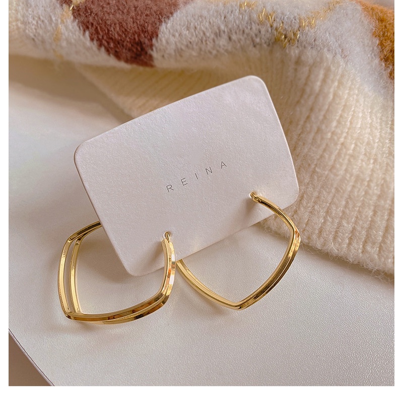 Khuyên tai kim loại hình tròn hai lớp phong cách retro chất lượng cao cho nữ