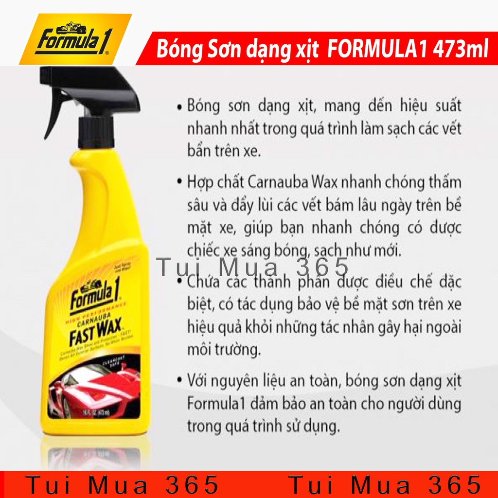 Dung Dịch Bóng Sơn Dạng Xt FORMULA 1 cho Ôtô và xe máy 473ml