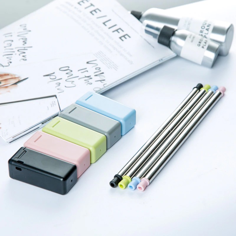 Ống hút thép không gỉ + silicone + TPE gấn gọn &amp; tái sử dụng được