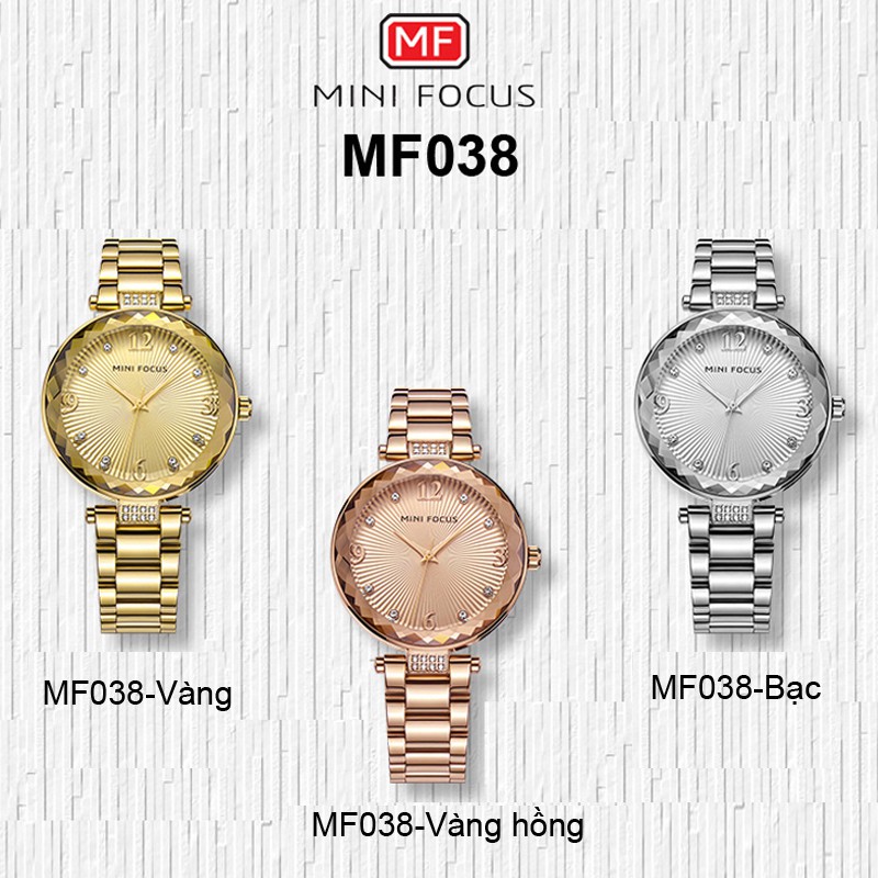 [CHÍNH HÃNG] Đồng hồ nữ MINI FOCUS MF038S mặt vát 3D kim cương dây thép chống rỉ | BigBuy360 - bigbuy360.vn