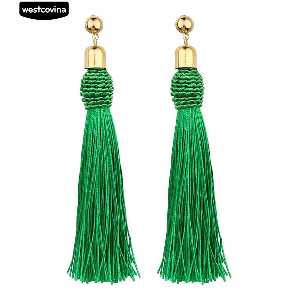 Đôi bông tai phối tua rua màu thời trang cho nữ