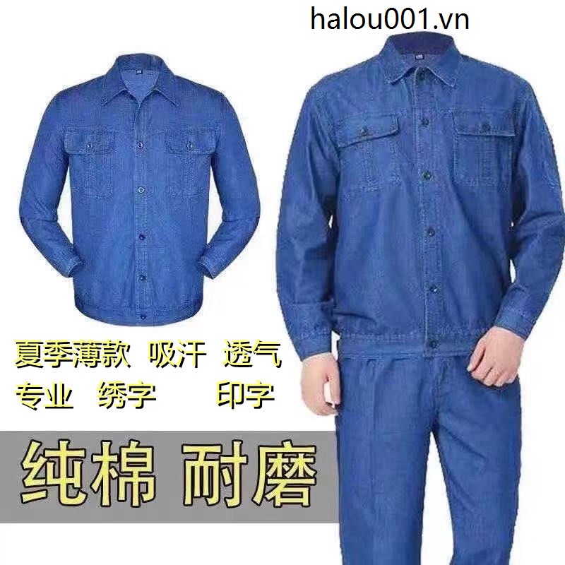 Bộ Quần Áo Bảo Hộ Lao Động Vải Cotton Nguyên Chất Mỏng Thoáng Khí Chống Bỏng / Mài Mòn Thời Trang Mùa Hè Cho Nam