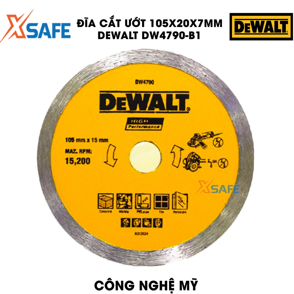 Đĩa cắt ướt DEWALT DW4790-B1 105x20x7mm công nghệ Mỹ Lưỡi cắt DeWalt đường kính lưỡi cắt 105mm dùng cắt gạch ướt