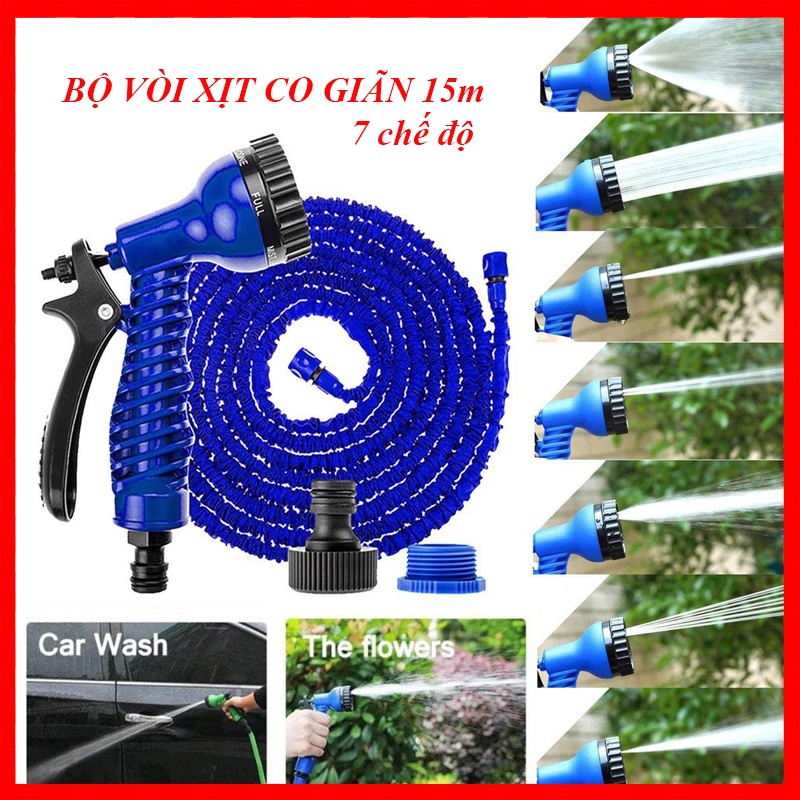 Vòi xịt thông minh co giãn 15m, điều chỉnh 7 chế độ phun, tiện dụng cho gia đình