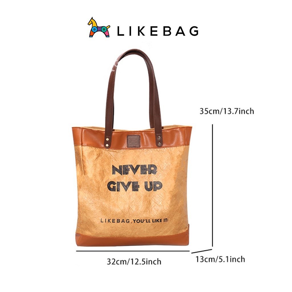 Túi đeo vai, kẹp nách thời trang LIKEBAG in chữ Never Give Up độc lạ 218NPZ0946 - LIBAGI