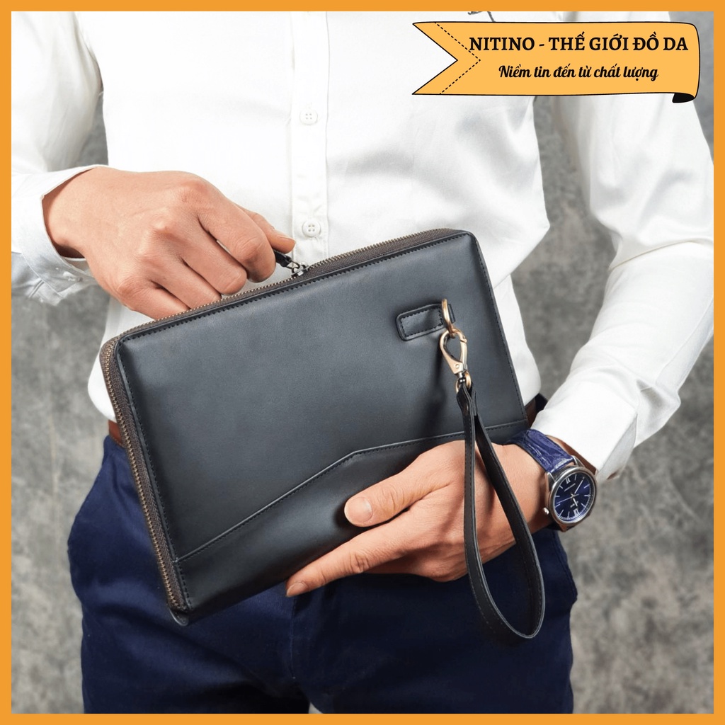 Clutch cầm tay nam nữ chất liệu da bò thật cao cấp NITINO CL02