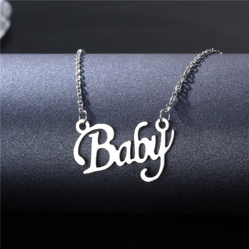 New style women's stainless steel necklace, European and American jewelry, English word necklace, personalized letter collar necklace