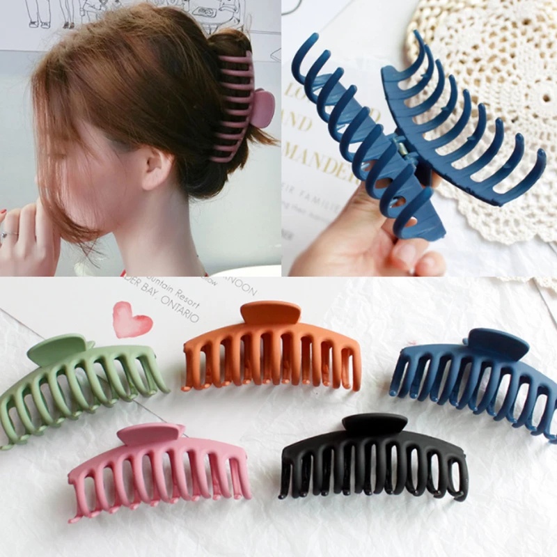 Kẹp Tóc Càng Cua Bằng Acrylic Màu Trơn Thời Trang Thanh Lịch Dành Cho Nữ
