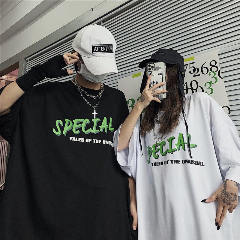 Áo thun nam nữ unisex tay lỡ phông form rộng teen cổ tròn oversize cotton SPECIAL giá rẻ màu đen trắng tee pull freesize